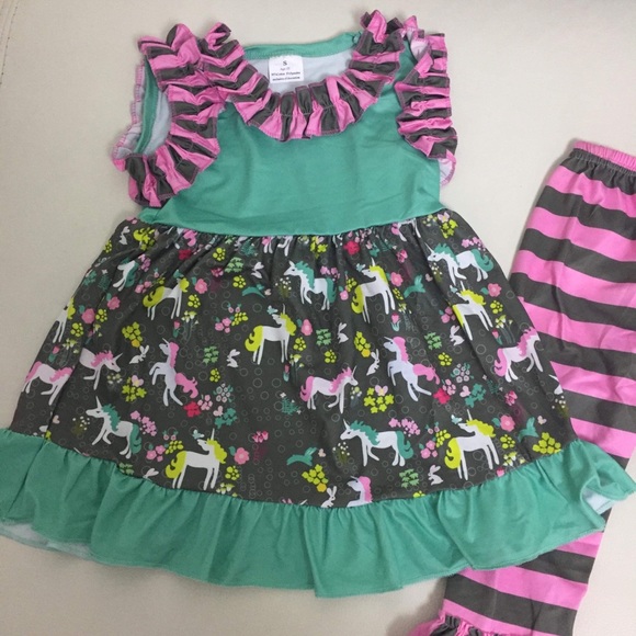 Unicorn cute ruffle sleeveless top pants set - Picture 3 of 7